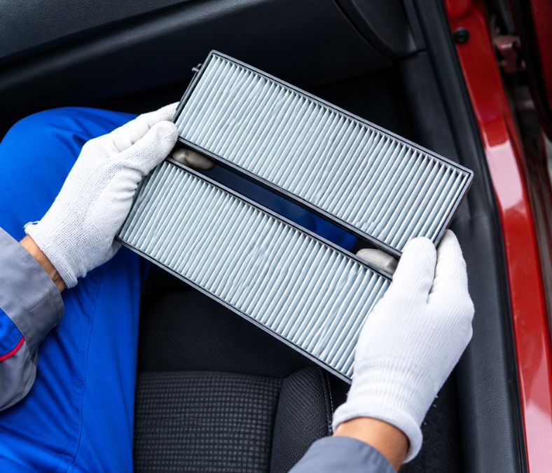 Dirty HVAC air filter affecting air conditioner airflow